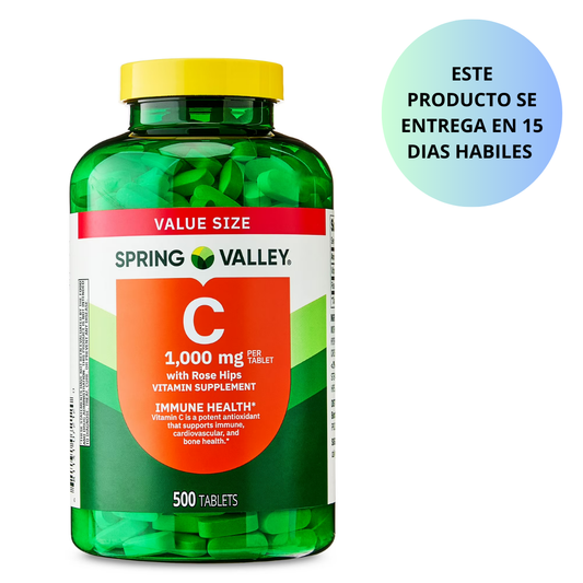 Spring Valley-  Vitamina C , 1000 mg- 500 tabletas