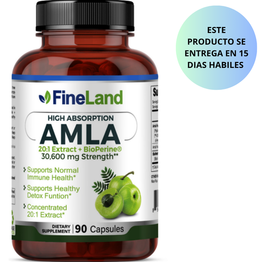 Fineland - Amla 20:1 Extract + Bioperine(30,600mg strenght) - 90 capsulas