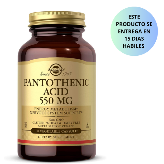 Solgar - Pantothenic Acid 550 mg , 100 capsulas vegetables