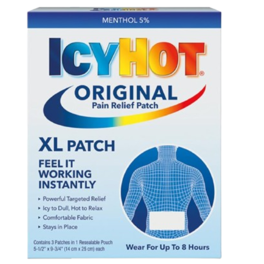 Icy Hot Parche medicado XL, caja de 3 parches