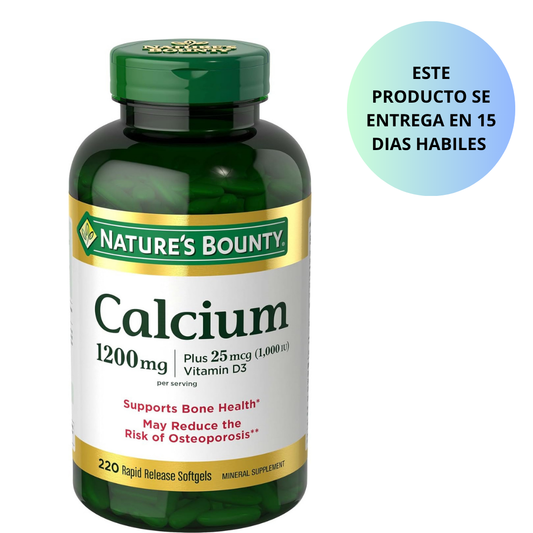 Natures Bounty - Calcium 1200mg plus 25mcg(1000IU), vitamina D3 - 220cápsulas blandas de liberación rápida