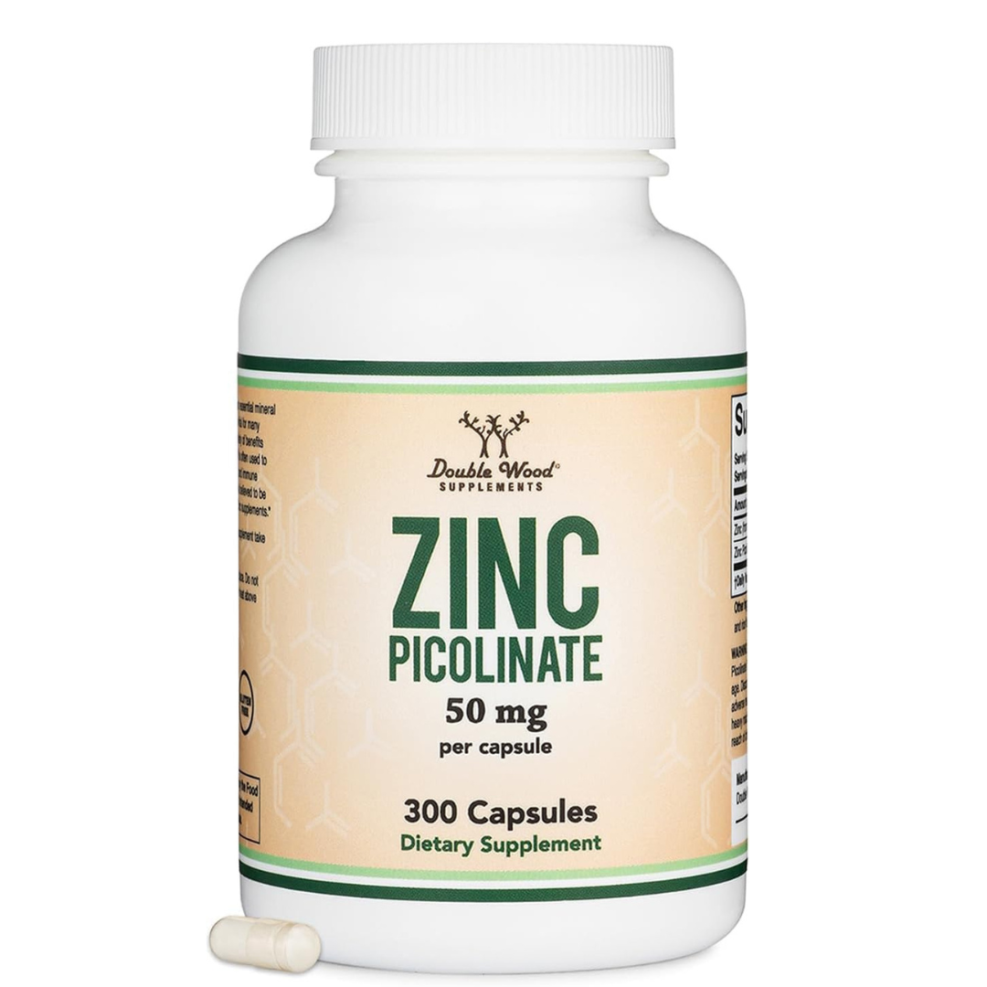 Double Wood  Picolinato de zinc 50 mg, 300 cápsulas