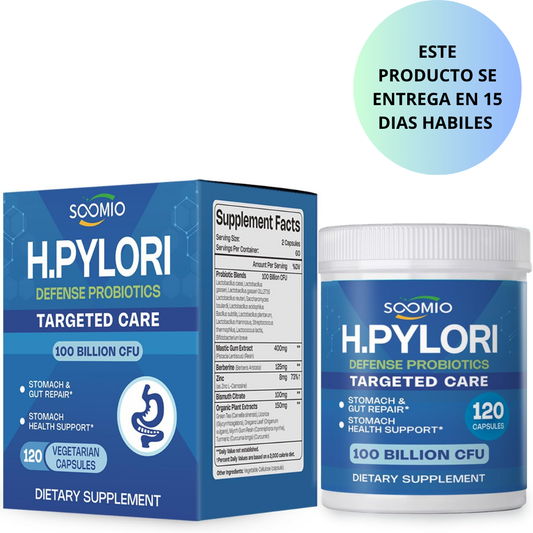 Soomio - H.Pylori Support Probiotic 100 mil millones 120capsulas
