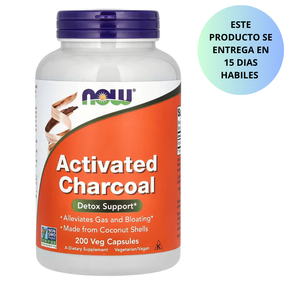 Now - Activated Charcoal(detox support) , 200 capsulas