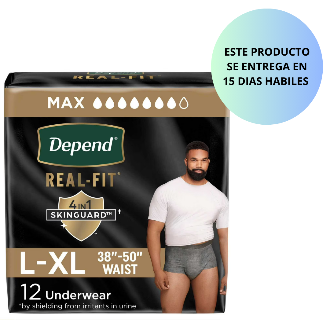 Depend Ropa Interior para Incontinencia Real Fit para Hombre, Pañales para Adultos