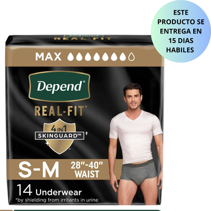 Depend Ropa Interior para Incontinencia Real Fit para Hombre, Pañales para Adultos