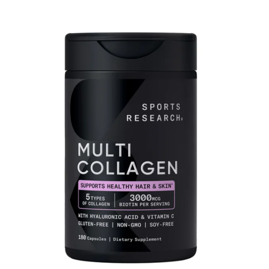 Sport Research - Multi Collagen 3000mcg con acido hialuronico y vitamina C, 180 capsulas