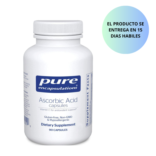 Pure Encapsulations  ácido ascórbico Suplemento de vitamina C para defensa antioxidante 90 CAP