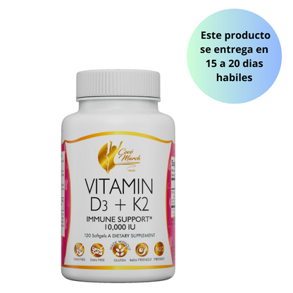 Vitamina D3 + K2 10,000 IU - 120 capsulas