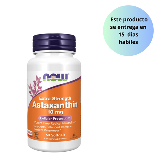 Astaxanthin 10mg , 60 capsulas - Now
