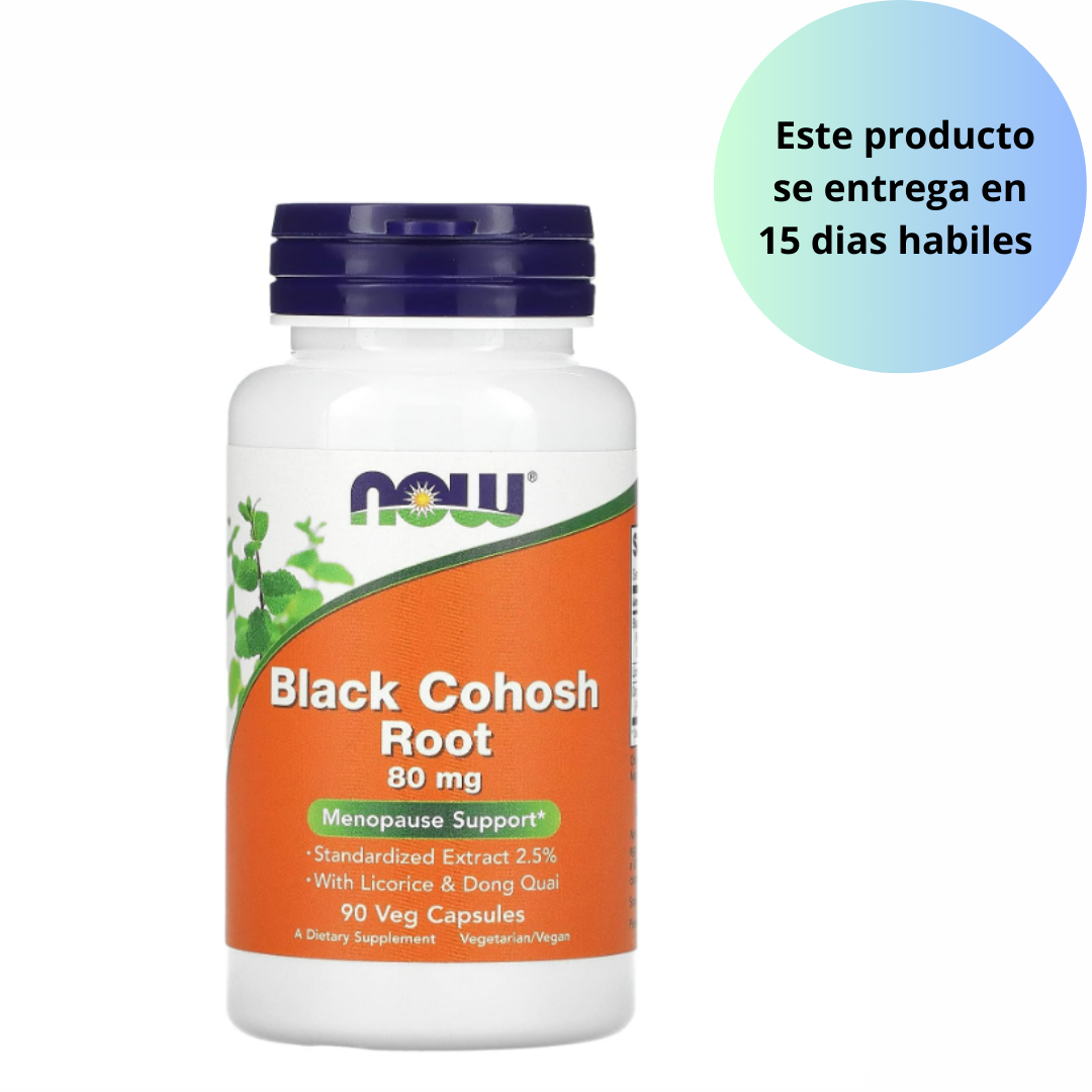 Now vitamina Raíz de cohosh negro 80mg , 90 capsulas vegetarianas