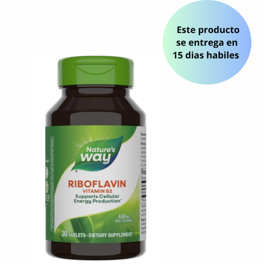 Riboflavin 400mg , 30 tabletas - Nature`s Way