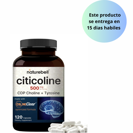 NatureBell citicolina, colina CDP, citicolina 500 mg más tirosina 50 mg, 120 capsulas