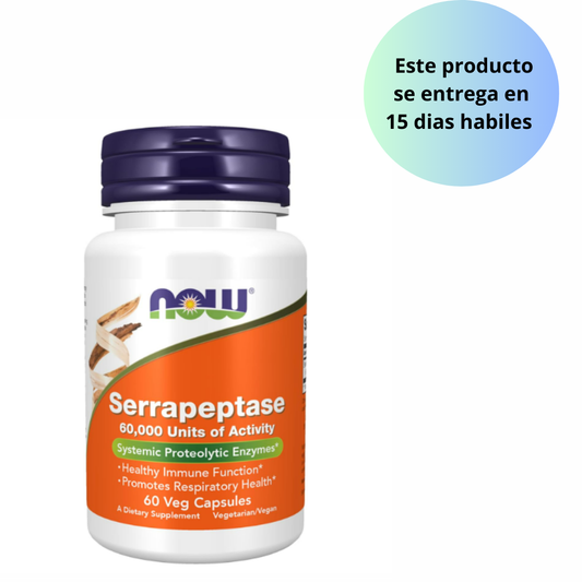 Now - Serrapeptase 60,000mg unidades de actividad , 60 capsulas vegetarianas