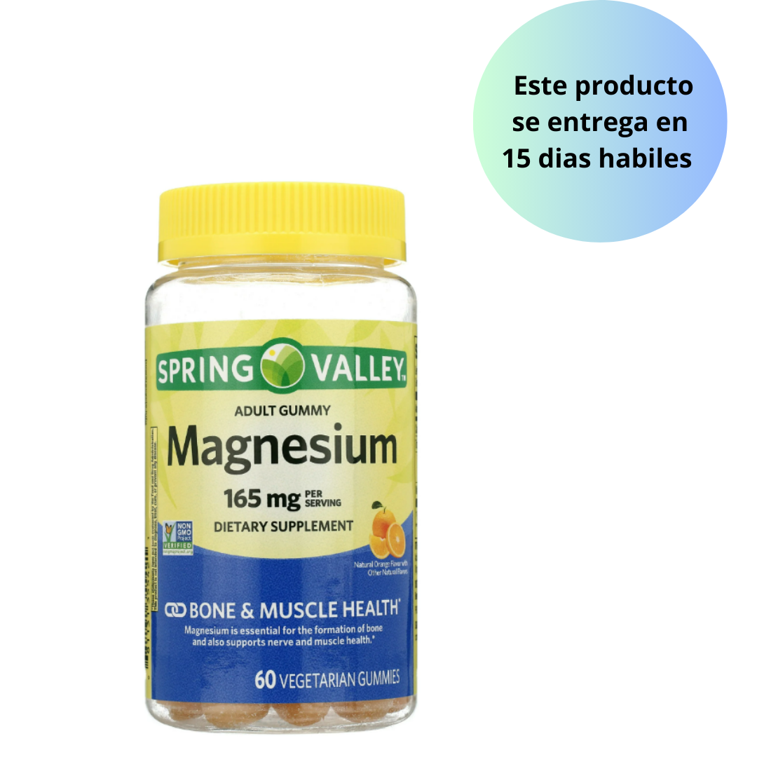 Spring Valley - Magnesio 165mg , 60 gomitas vegetarianas - sabor de na ...