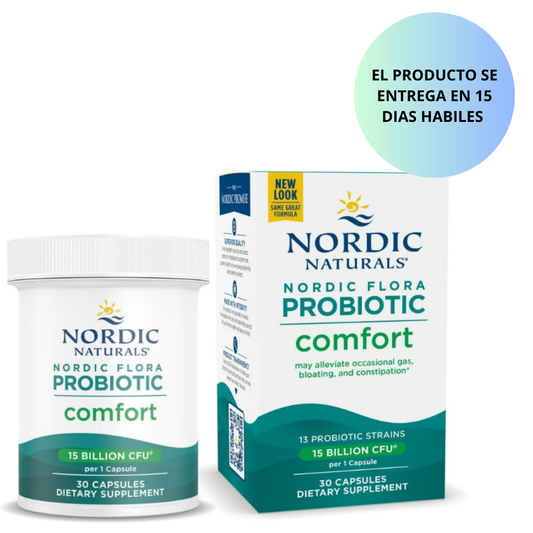 Nordic Naturals Nordic Flora Probiotic Comfort - 30 cápsulas - 13 cepas probióticas con 15 mil millones
