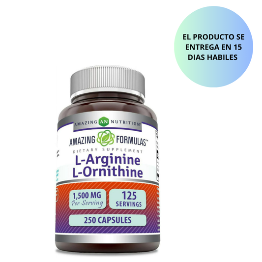 Amazing Formulas - L-arginina/L-ornitina 1500 Mg por Porción - 250 Cápsulas