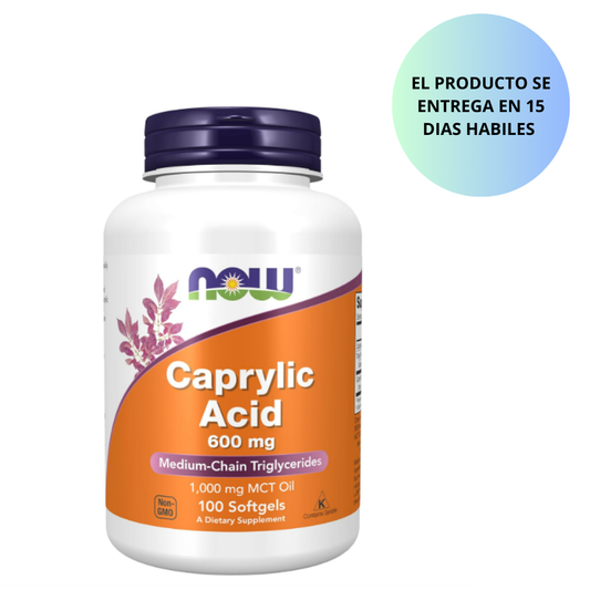 NOW- Ácido Caprílico 600 mg , 100 capsulas