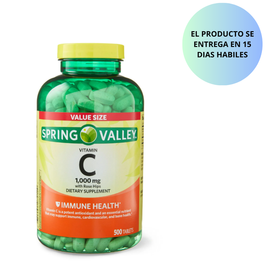 Spring Valley-  Vitamina C , 1000 mg- 500 tabletas