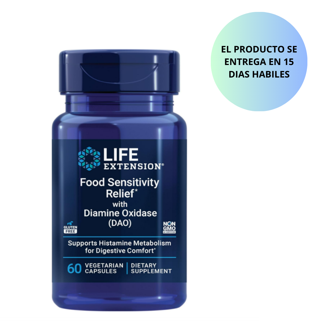 Life Extension Alivio de la sensibilidad alimentaria con diamina oxidasa (DAO), 60 capsulas vegetarianas