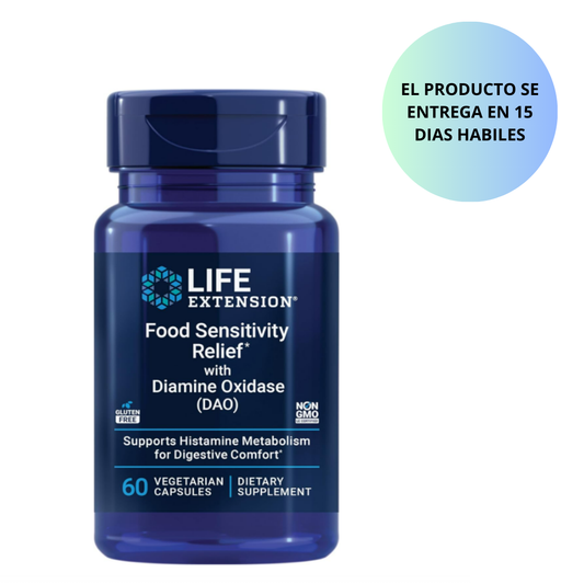 Life Extension Alivio de la sensibilidad alimentaria con diamina oxidasa (DAO), 60 capsulas vegetarianas