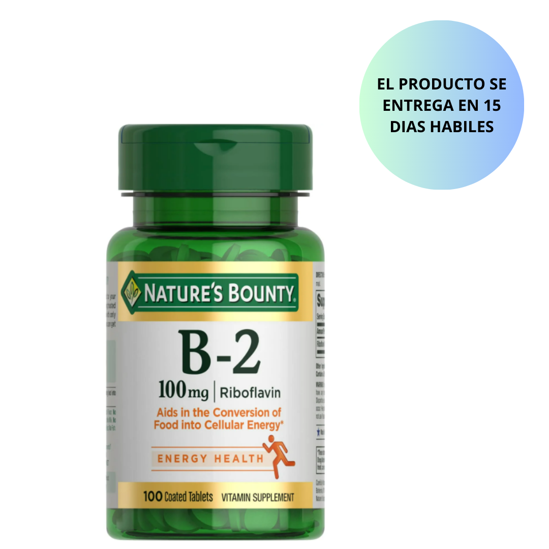 Nature's Bounty , Vitamina B-2 100 mg, 100 tabletas  recubiertas