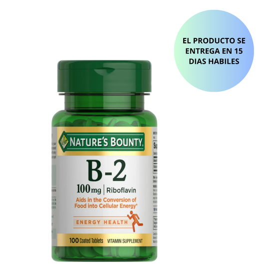 Nature's Bounty , Vitamina B-2 100 mg, 100 tabletas  recubiertas