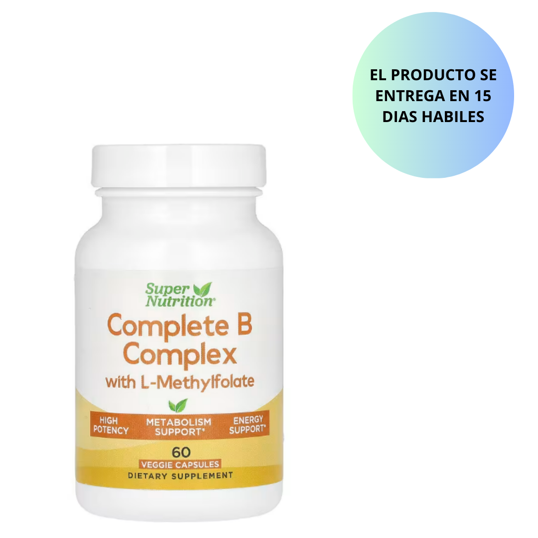 Super Nutrition - Complete B complex con  L-methylfolate , 60 capsulas