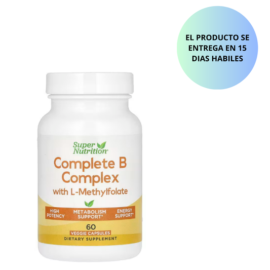 Super Nutrition - Complete B complex con  L-methylfolate , 60 capsulas