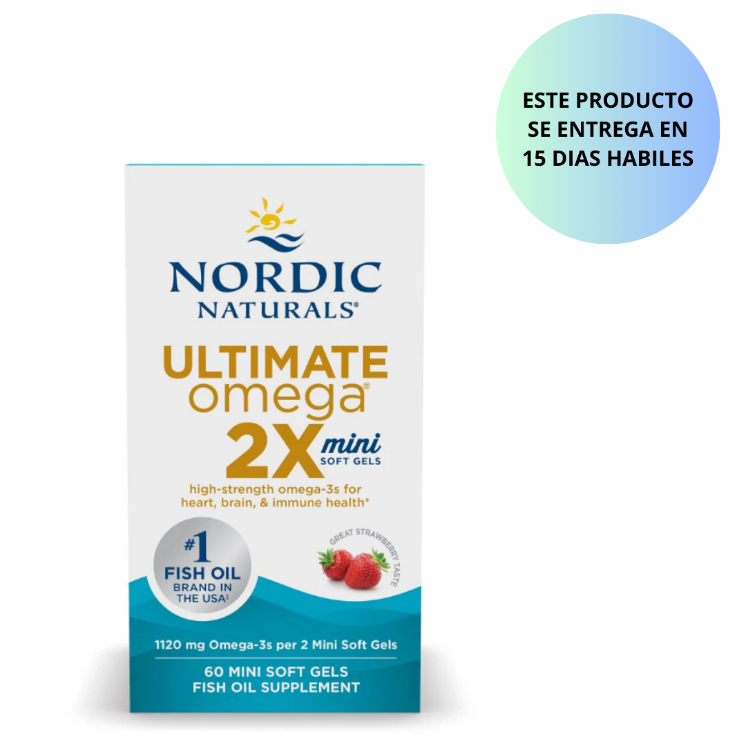 Nordic Naturals - Ultimate Omega 2X 1120mg , 60 mini capsulas (sabor a fresa)