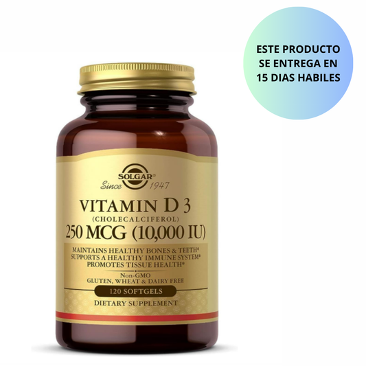 Solgar - Vitamina D3(cholecalciferol) , 250mcg(10,000IU) - 120 capsulas
