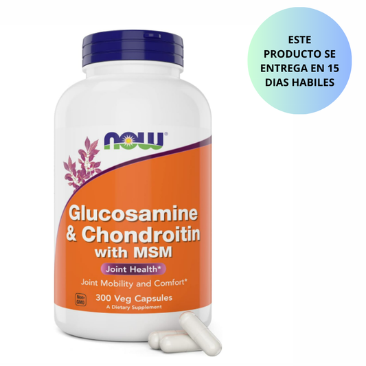 Now  - Glucosamina y Chondroitin con MSM , 300 capsulas vegetables