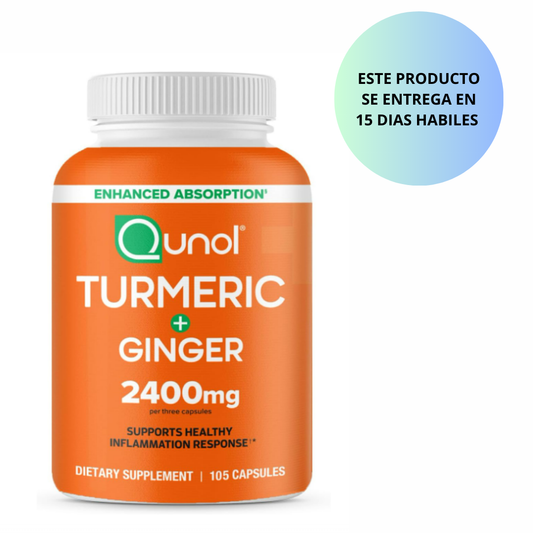 Qunol - Turmeric + ginger 2400mg , 105 capsulas