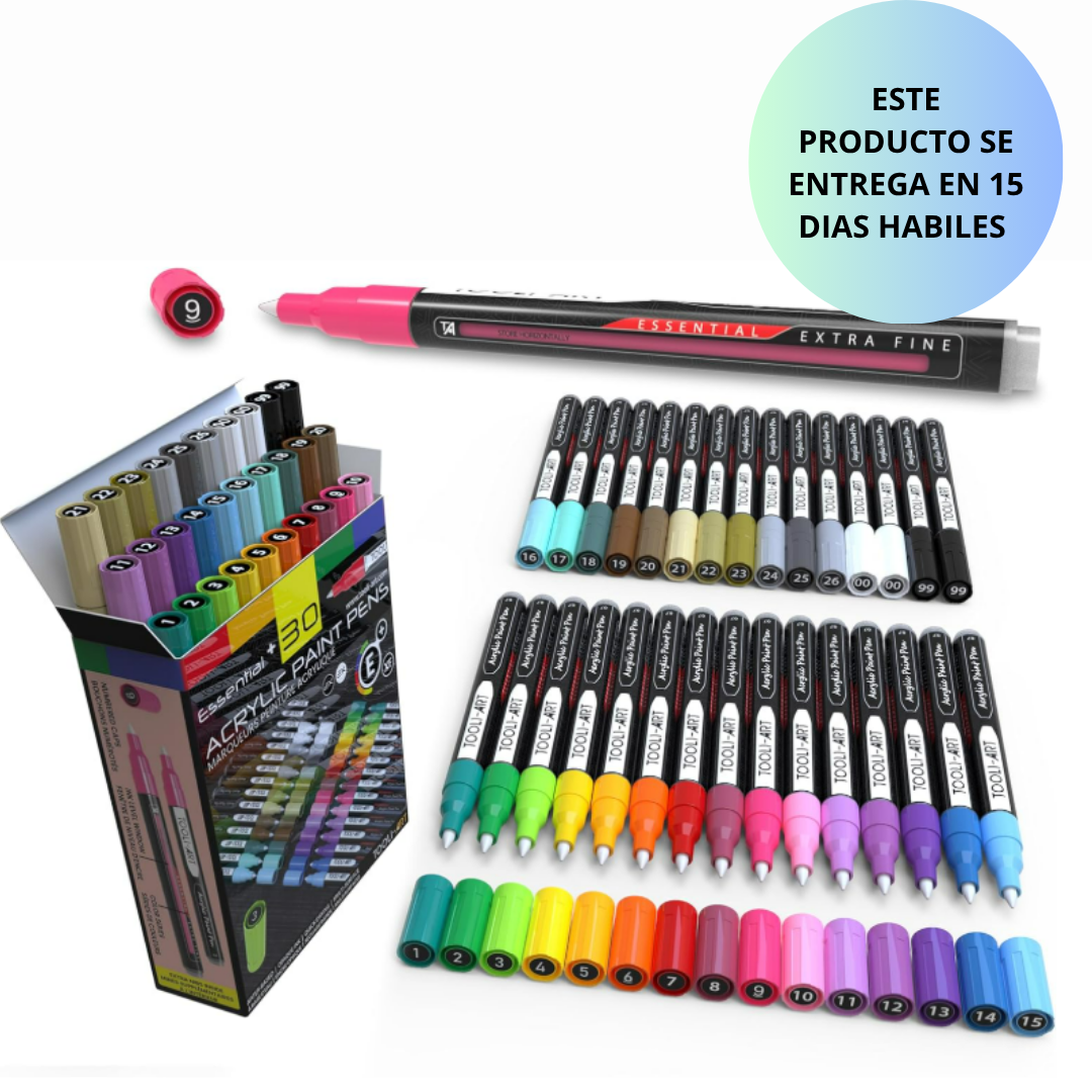TOOLI-ART Rotuladores de pintura acrílica, varios marcadores vibrantes para pintura en roca, lienzo, vidrio, tazas, madera, tela, metal, cerámica