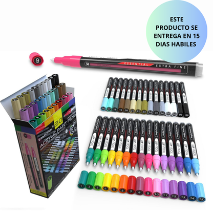 TOOLI-ART Rotuladores de pintura acrílica, varios marcadores vibrantes para pintura en roca, lienzo, vidrio, tazas, madera, tela, metal, cerámica