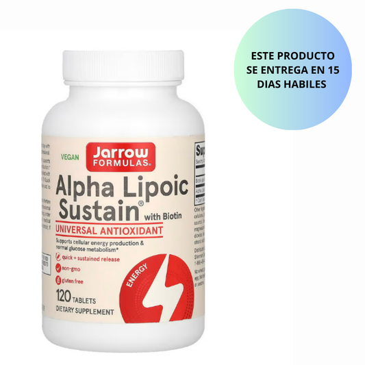 Jarrow Formulas - Alpha lipoic sustain con biotin, 120 tabletas