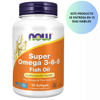 Now - Super Omega 3-6-9 fish oil, 90 capsulas