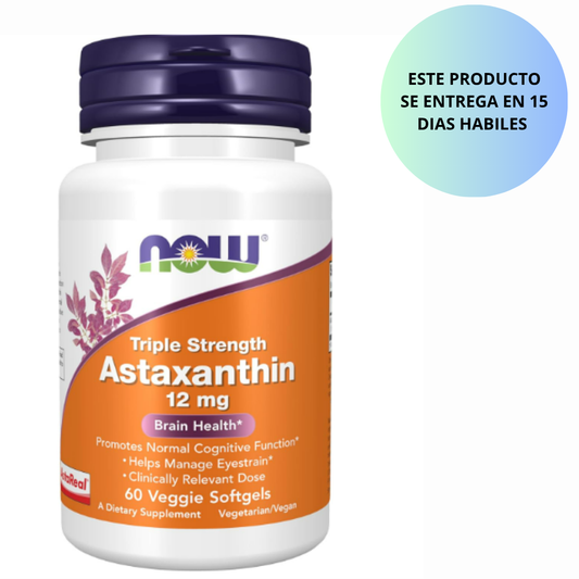 Now- Triple fuerza Astaxanthin 12mg, 60 capsulas