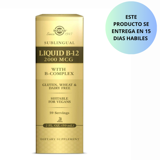 Solgar - Sublingual Liquido B-12, 2000mcg con B- Complex - 59ml(2oz)