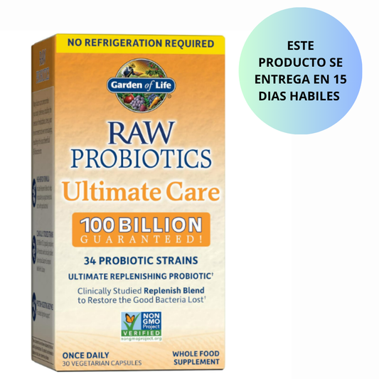 Garden of Life - Raw probiotics ultimate care 100billion, 30 capsulas