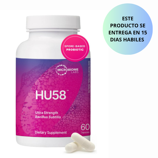 Microbiome Labs HU58 Bacillus Subtilis Probióticos para mujeres y hombres 10 billion, 60 capsulas