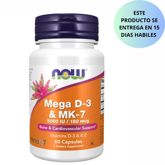 Now - Mega D-3 & MK - 7  , 60 capsulas