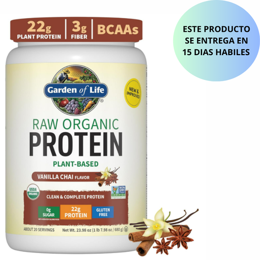Garden of Life - Raw Organic Protein plant-vased, Vainilla Chai - 22g, 680g