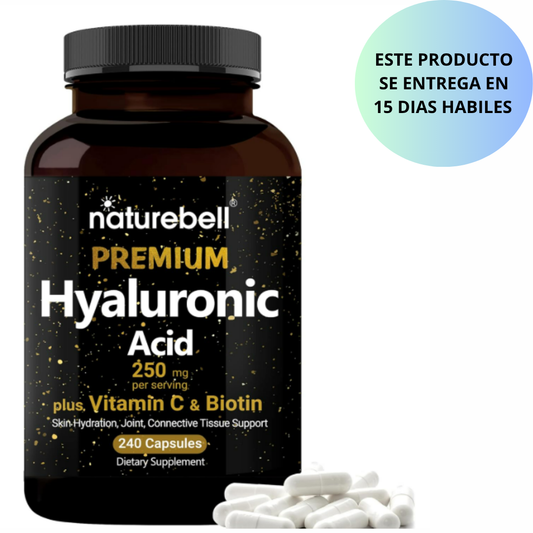 NatureBell -  Ácido hialurónico 250mg con Vitamina C & Biotin, 240 capsulas