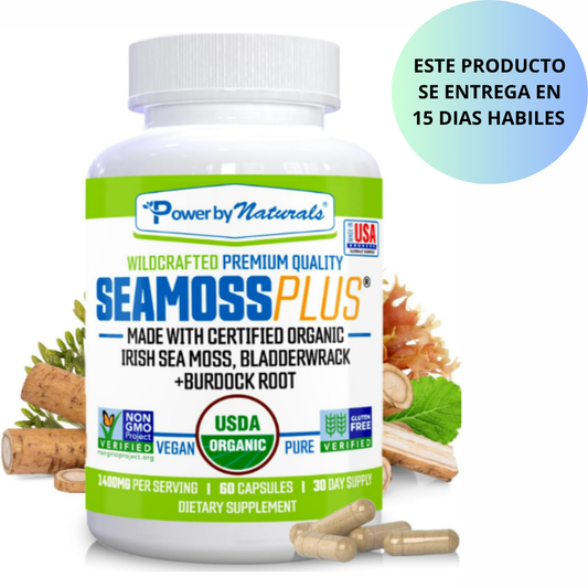 PowerbyNaturals - Seaa moss plus + burdock root- 60 capsulas vegetarianas