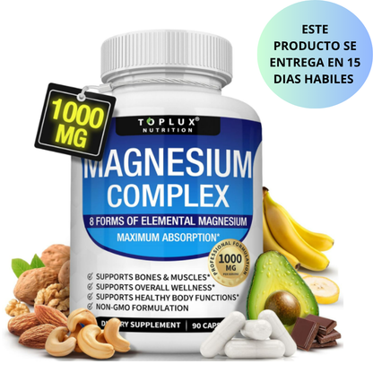 Toplux - Magnesium complex 8 formas de magnesio elemental, 90 capsulas