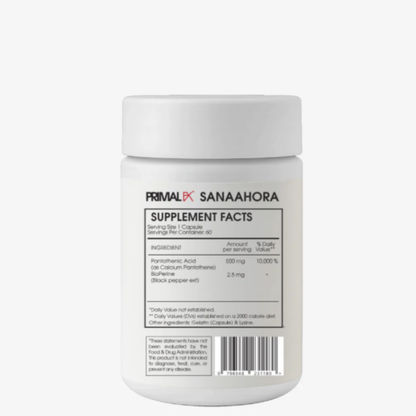 VITAMIN B5 + Bioperine , 60 capsulas - PrimalFx