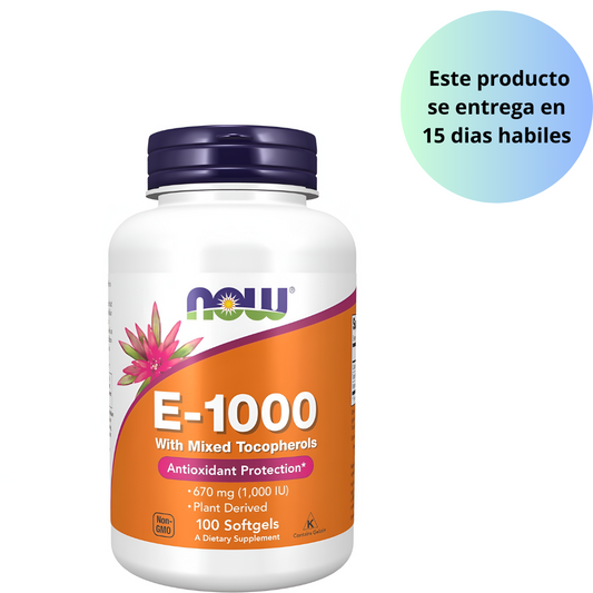 NOW Suplementos, Vitamina E-1,000 UI Tocoferoles Mixtos, Protección Antioxidante*, 100 Cápsulas Blandas