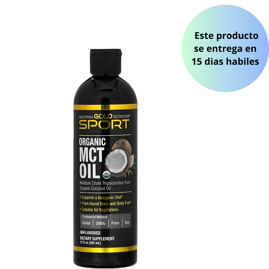 DESCONTINUADO /JN / 12/MAYO 2025ORGANIC MCT OIL Aceite MCT, Triglicéridos de cadena media orgánicos certificados de aceite de coco orgánico USDA, 355ml