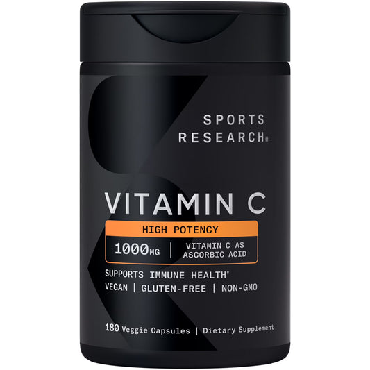 Sports Research  Vitamina C de alta potencia de 1000 mg 180 Cápsulas